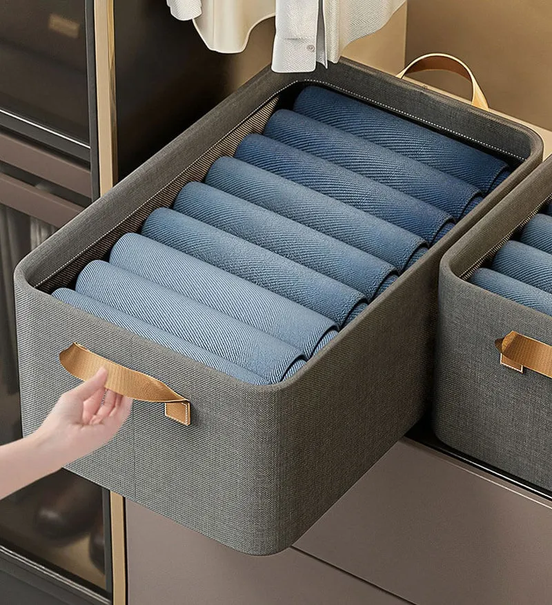 Joybos® Panier de Rangement Ouvert Pliable en Lin de Coton avec Poignées F44