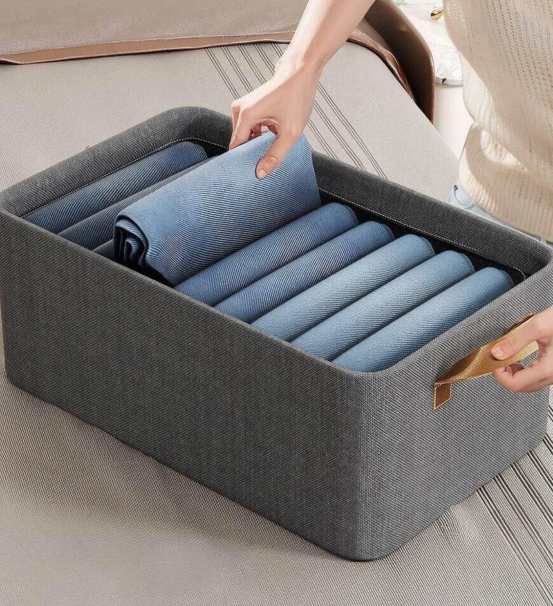 Joybos® Panier de Rangement Ouvert Pliable en Lin de Coton avec Poignées F44