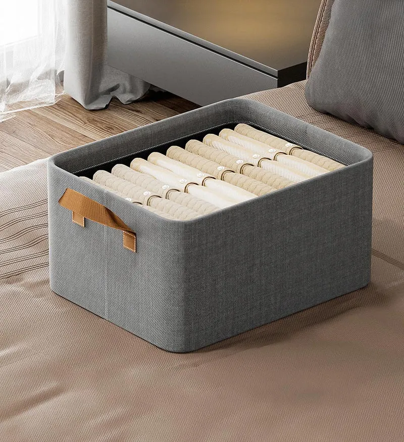 Joybos® Panier de Rangement Ouvert Pliable en Lin de Coton avec Poignées F44