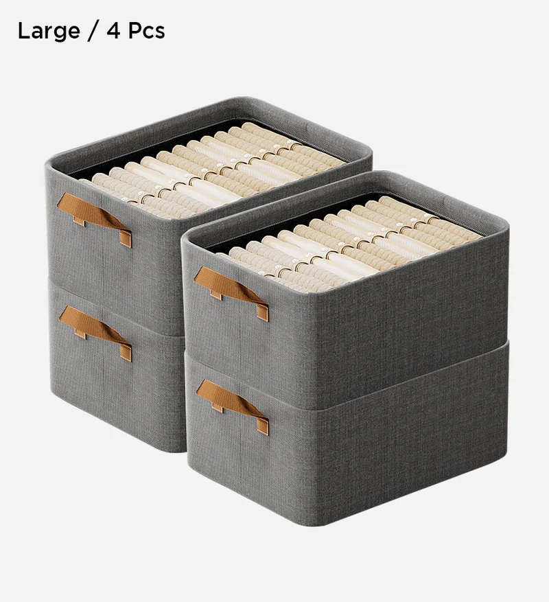 Joybos® Panier de Rangement Ouvert Pliable en Lin de Coton avec Poignées F44