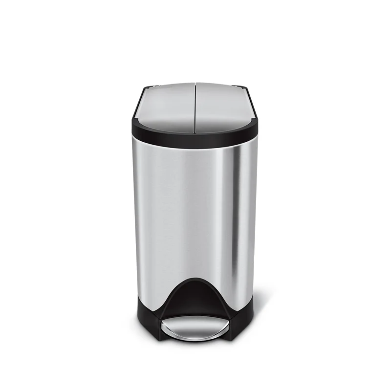poubelle papillon à pédale 10 L, acier bronze foncé