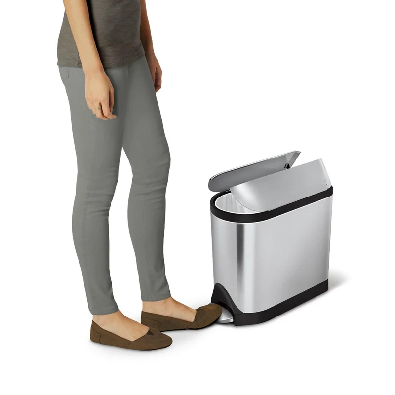 poubelle papillon à pédale 10 L, acier bronze foncé