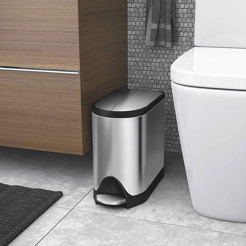 poubelle papillon à pédale 10 L, acier bronze foncé