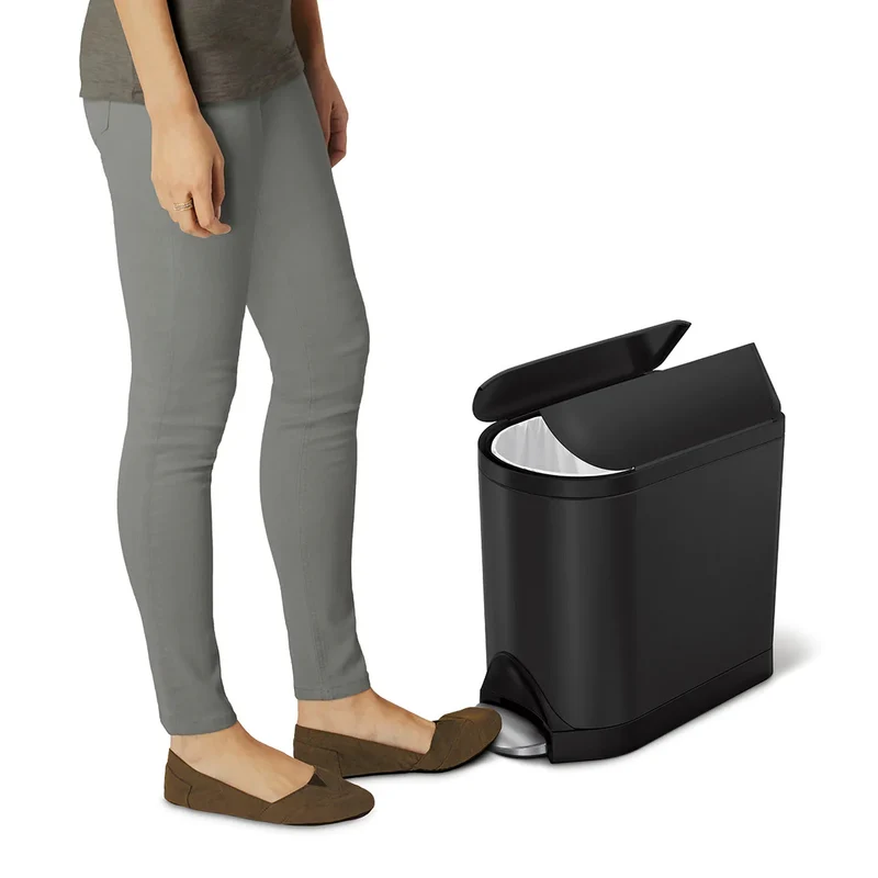 poubelle papillon à pédale 10 L, acier bronze foncé