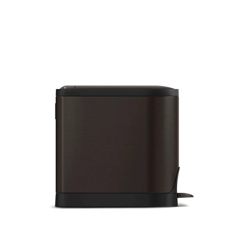 poubelle papillon à pédale 10 L, acier bronze foncé