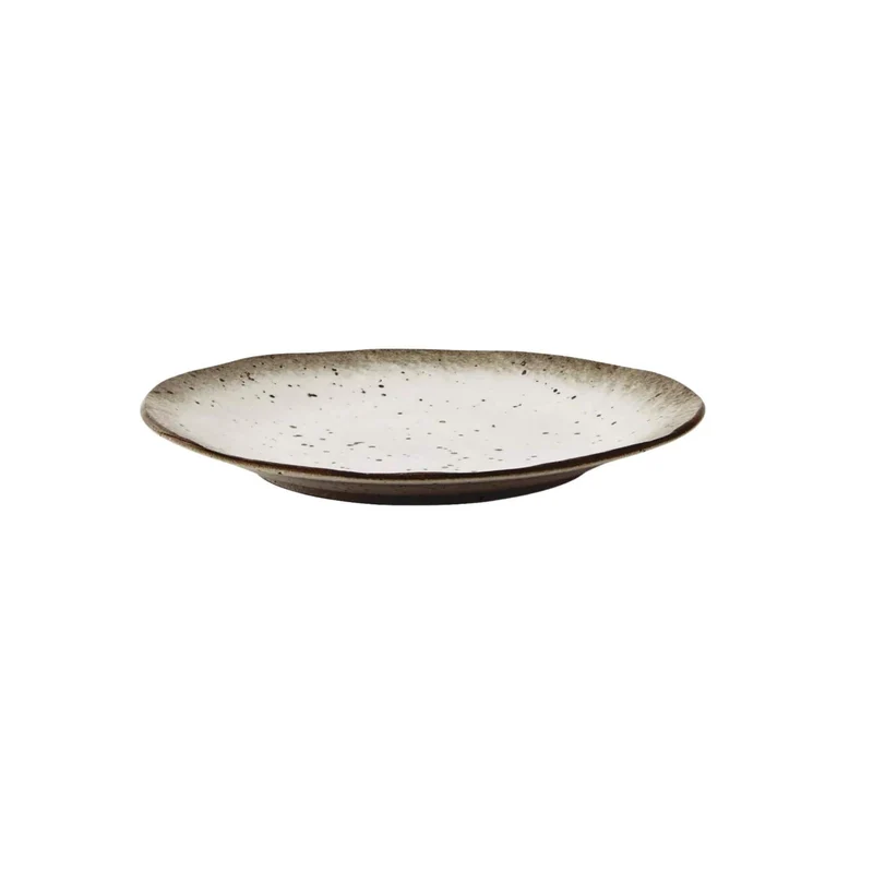 Stoneware Lunch Plate | White/Brown 22cm