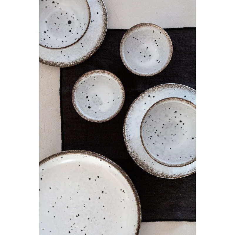 Stoneware Bowl | White/Brown 12x7cm