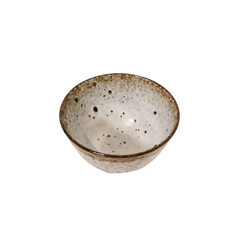 Stoneware Bowl | White/Brown 12x7cm