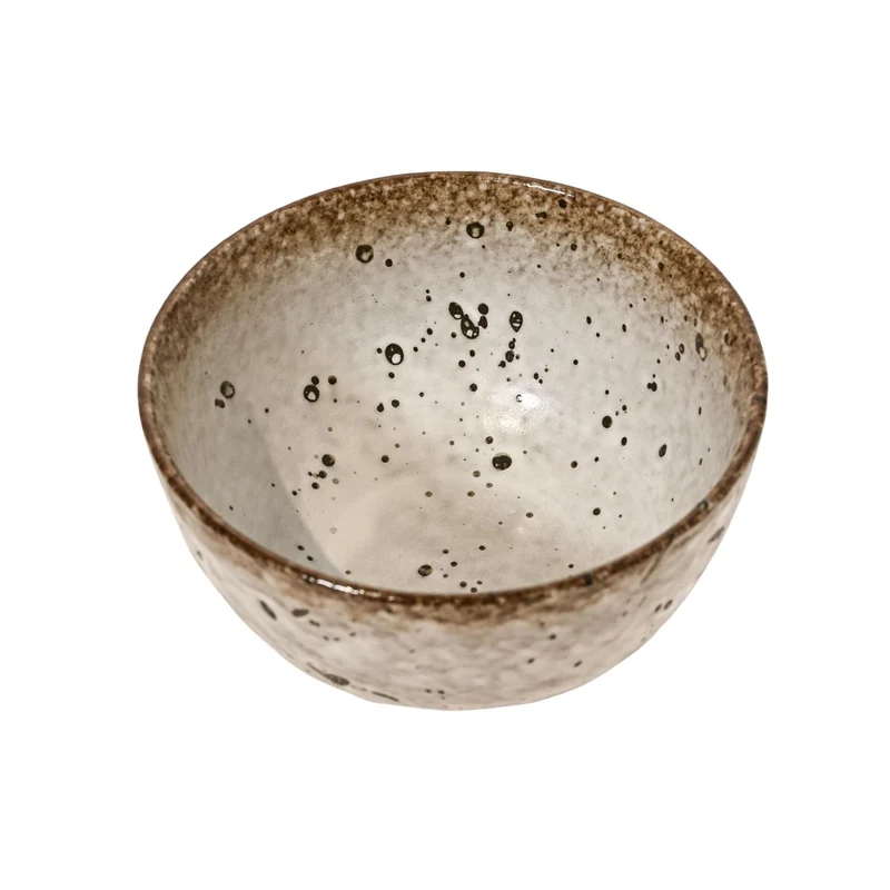 Stoneware Bowl | White/Brown 15x8cm