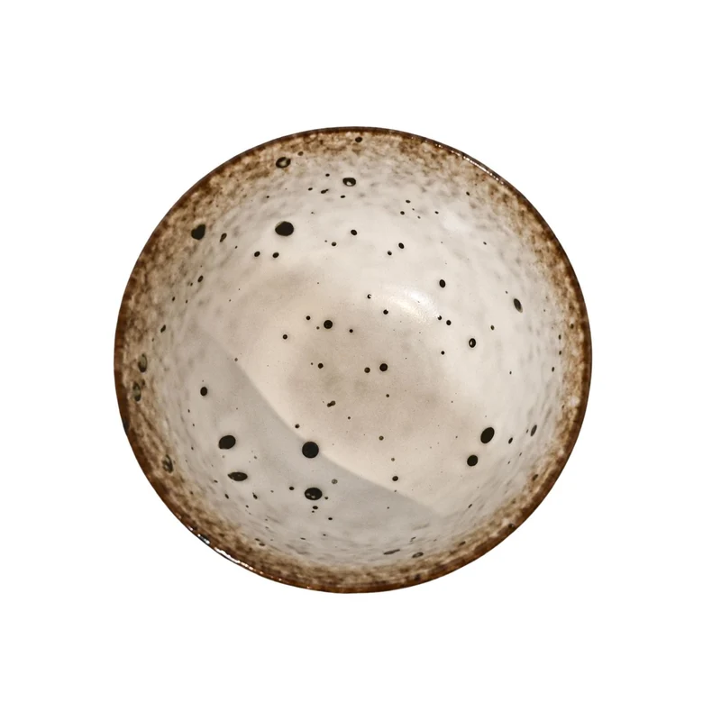 Stoneware Bowl | White/Brown 15x8cm