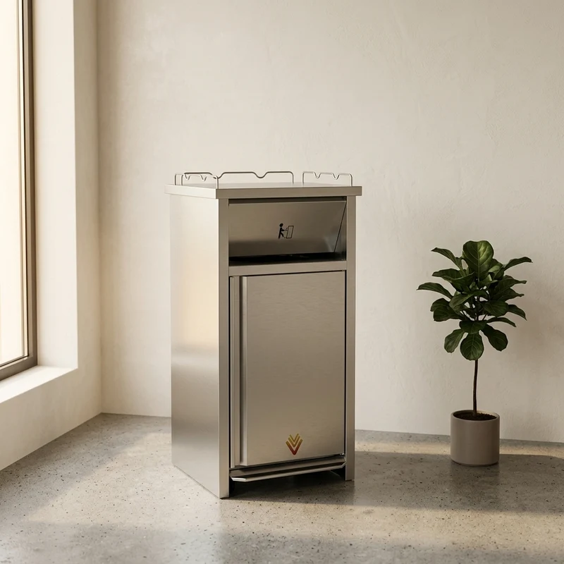Poubelle inox spéciale snack restauration rapide a pédale (Fast-Food)