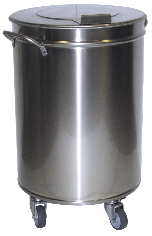 Poubelle inox avec couvercle et roulettes détachables
