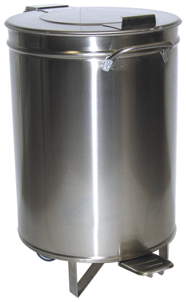 Poubelle inox avec couvercle et roulettes détachables à pédale