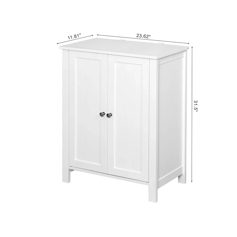 Nestfair White Storage Cabinet with Double Door Adjustable Shelf