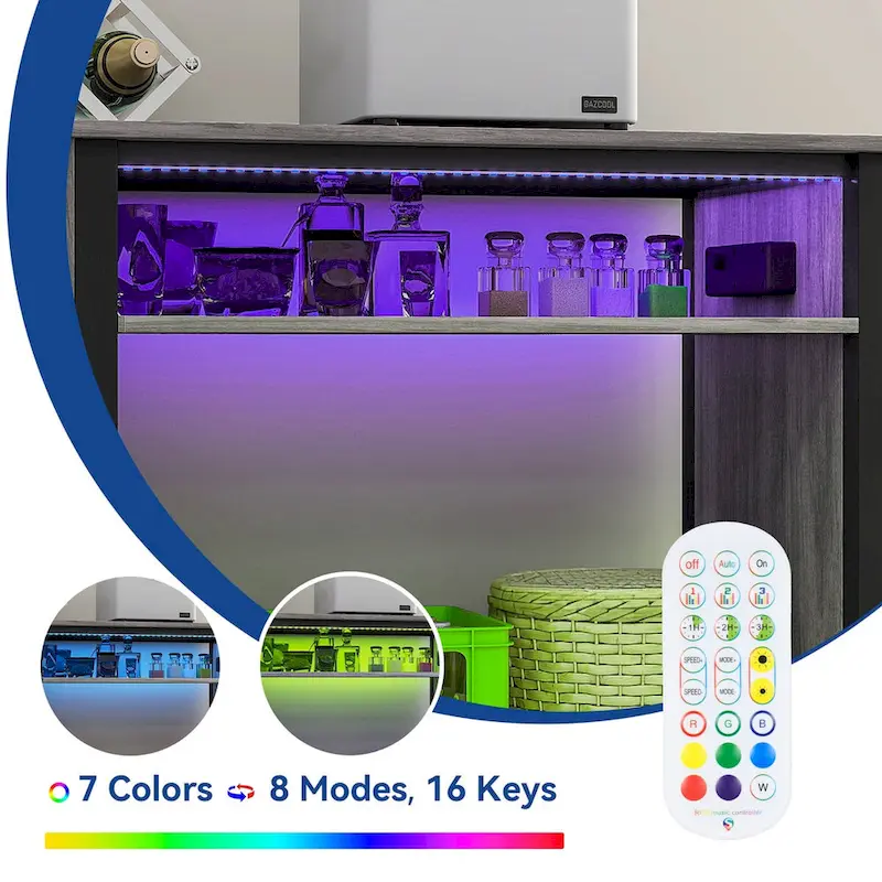 52 Wide Aquarium Stand for 55-75 Gallon Fish Tanks with RGB Light Strip
