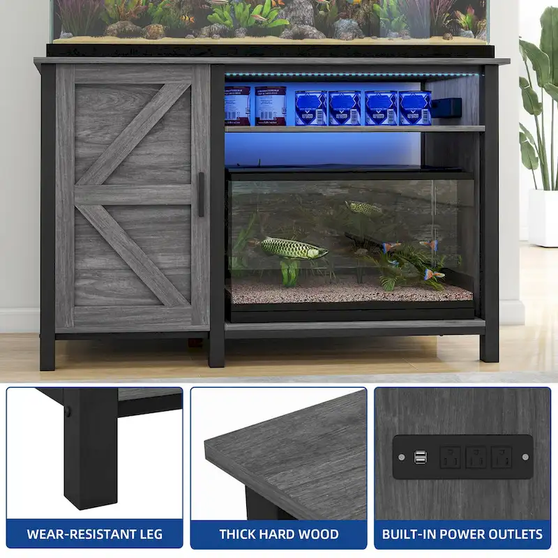 52 Wide Aquarium Stand for 55-75 Gallon Fish Tanks with RGB Light Strip