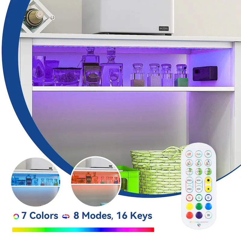 52 Wide Aquarium Stand for 55-75 Gallon Fish Tanks with RGB Light Strip