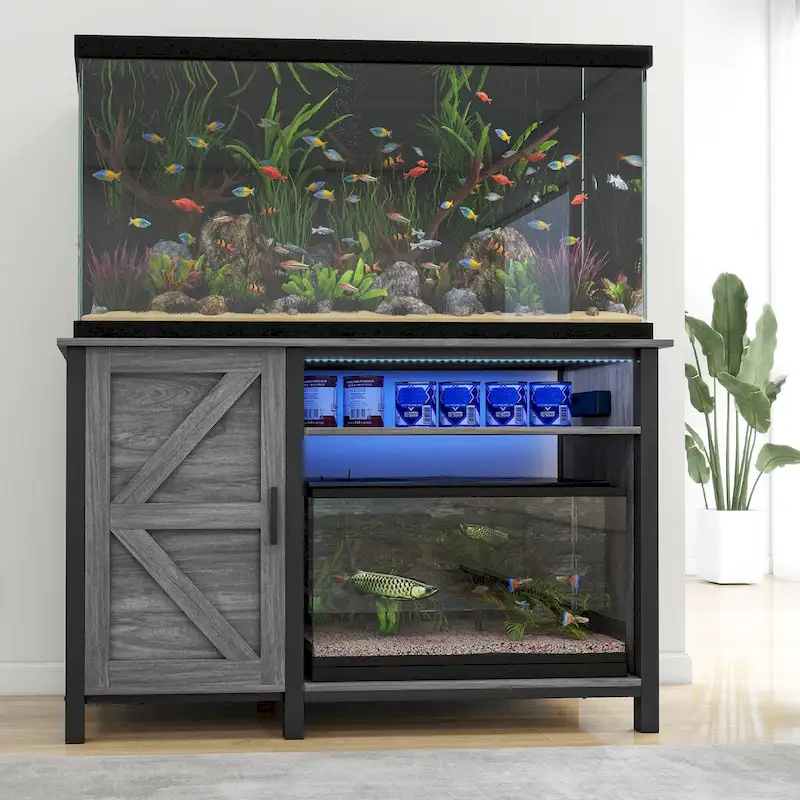 52 Wide Aquarium Stand for 55-75 Gallon Fish Tanks with RGB Light Strip