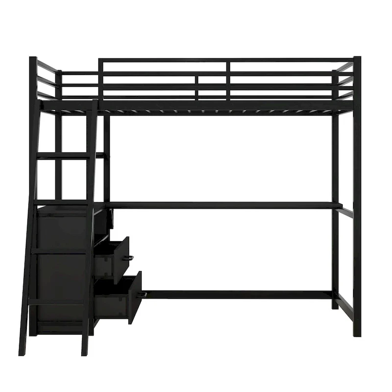 Loft Bed with Desk and Shelves