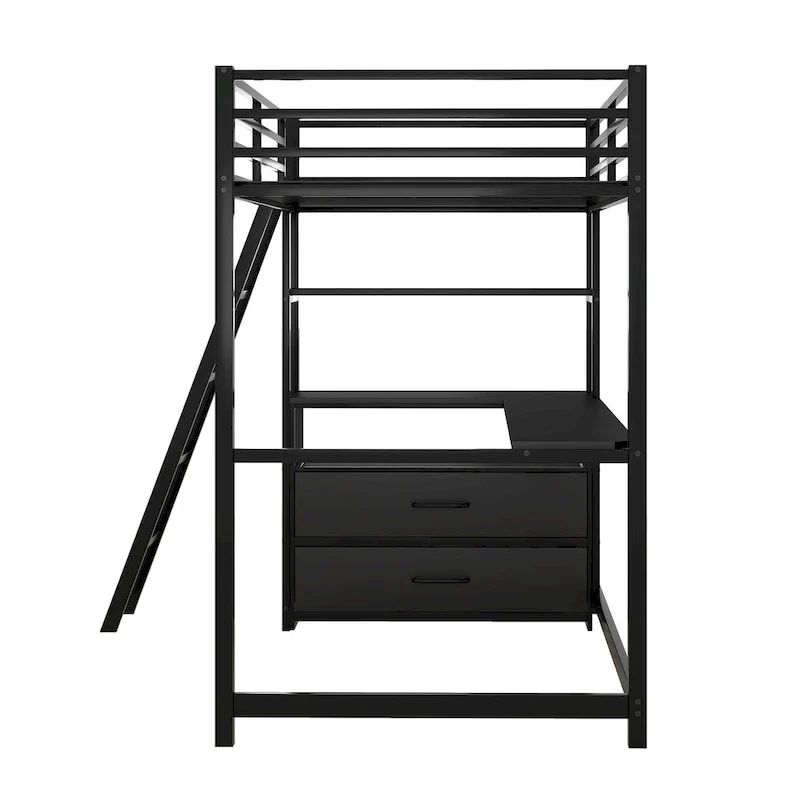 Loft Bed with Desk and Shelves