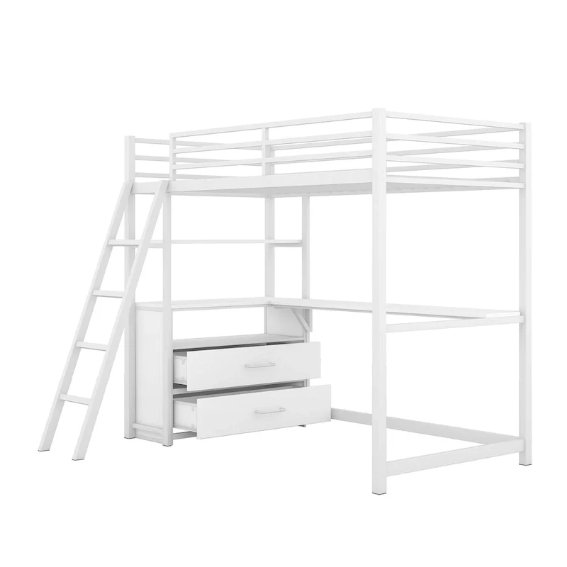 Loft Bed with Desk and Shelves