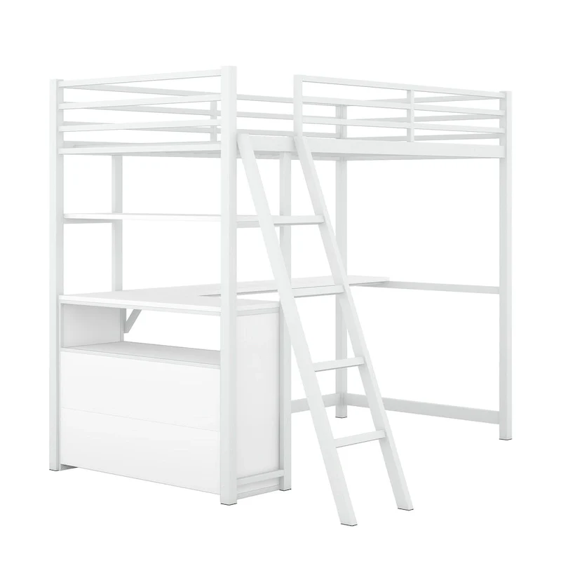Loft Bed with Desk and Shelves