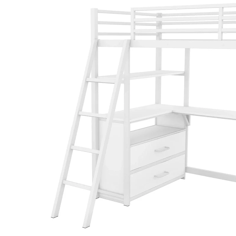 Loft Bed with Desk and Shelves