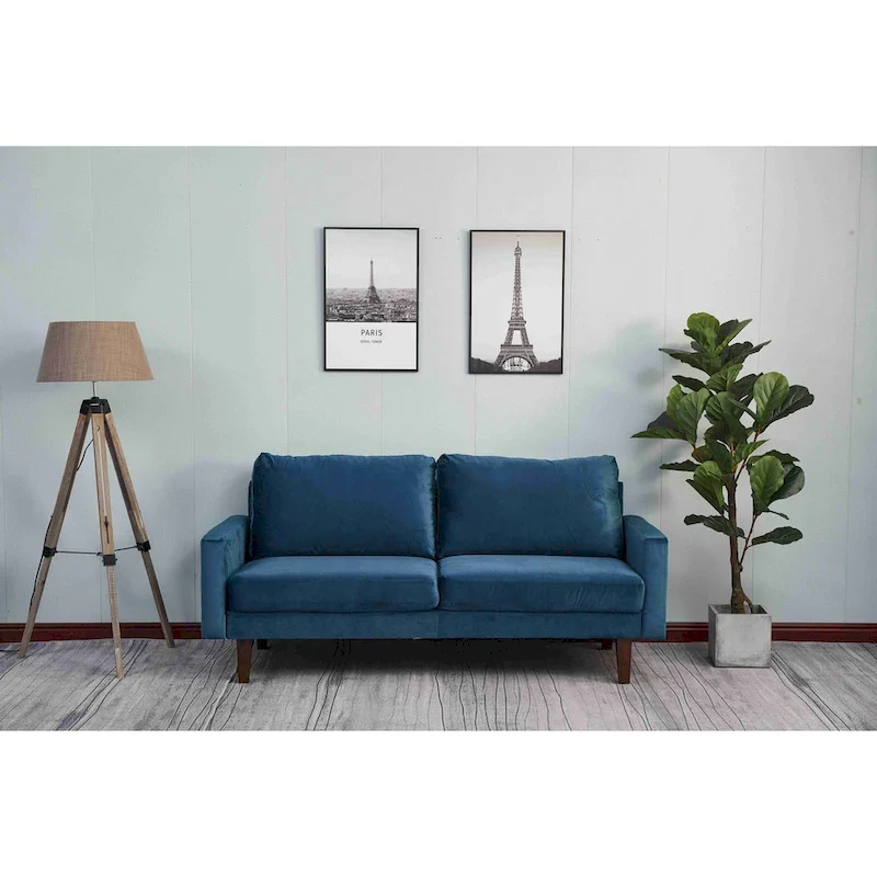 Velvet Square Arm Sofa