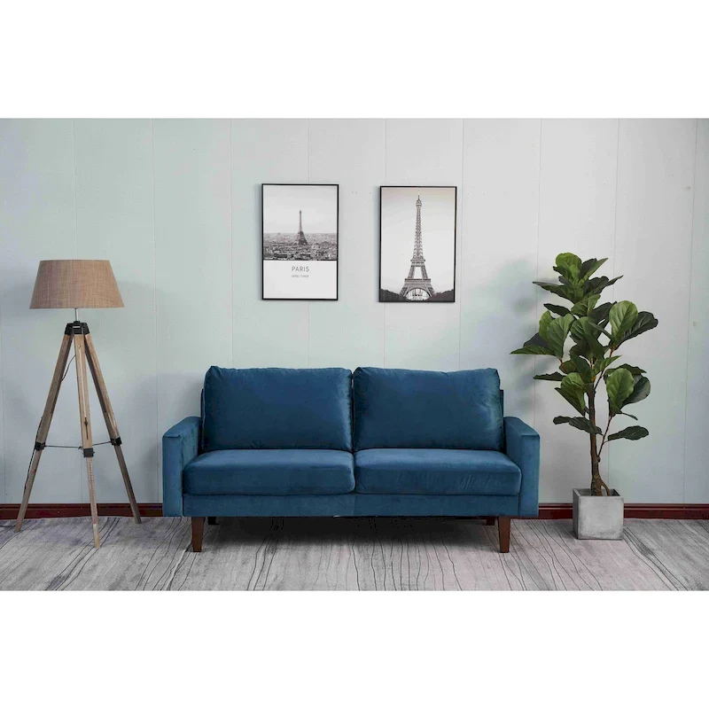 Velvet Square Arm Sofa