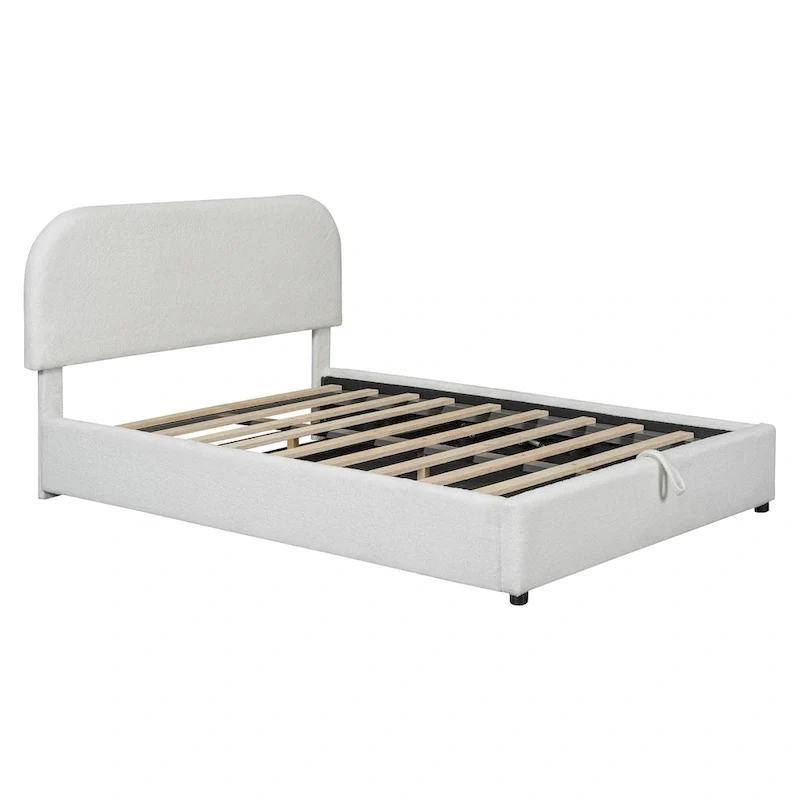 Teddy Fleece Full Size Upholstered Platform Bed with Hydraulic Storage System