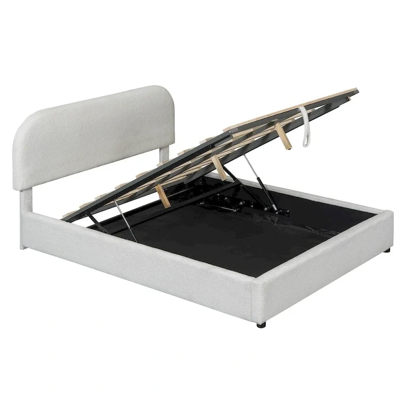Teddy Fleece Full Size Upholstered Platform Bed with Hydraulic Storage System
