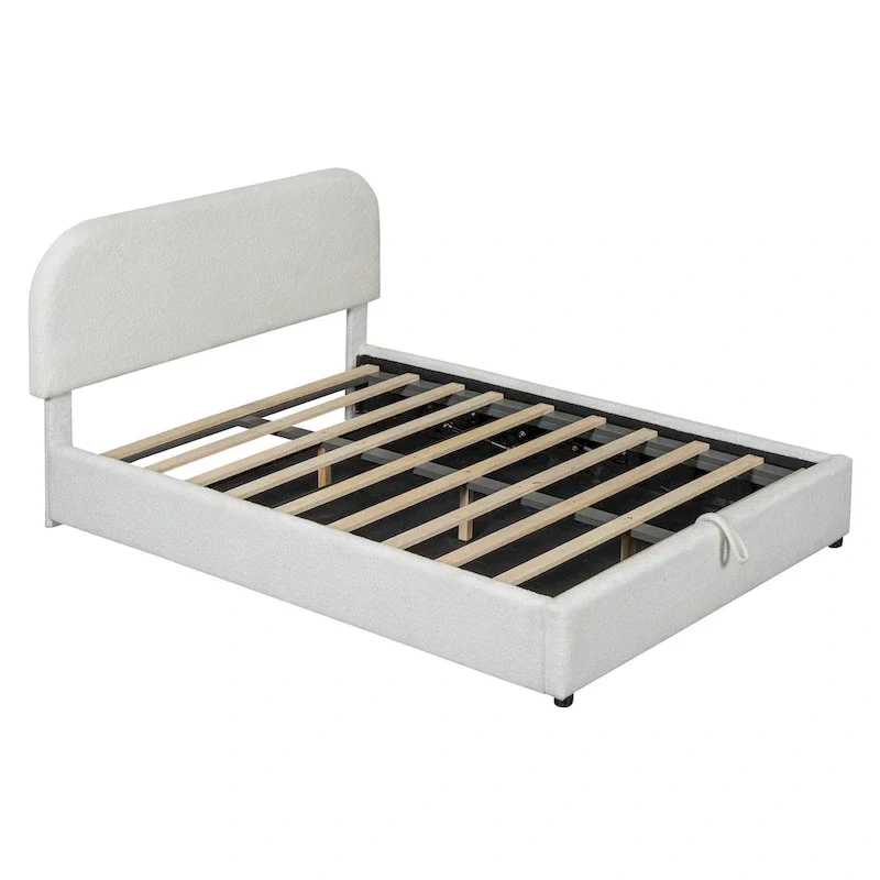 Teddy Fleece Full Size Upholstered Platform Bed with Hydraulic Storage System