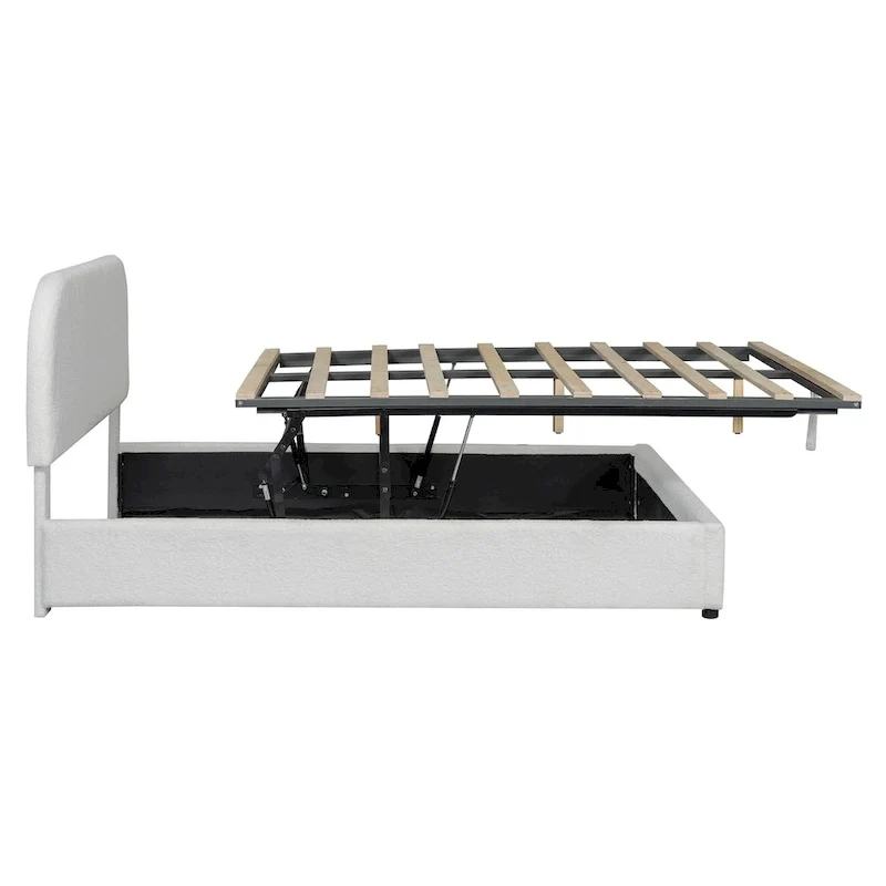 Teddy Fleece Full Size Upholstered Platform Bed with Hydraulic Storage System