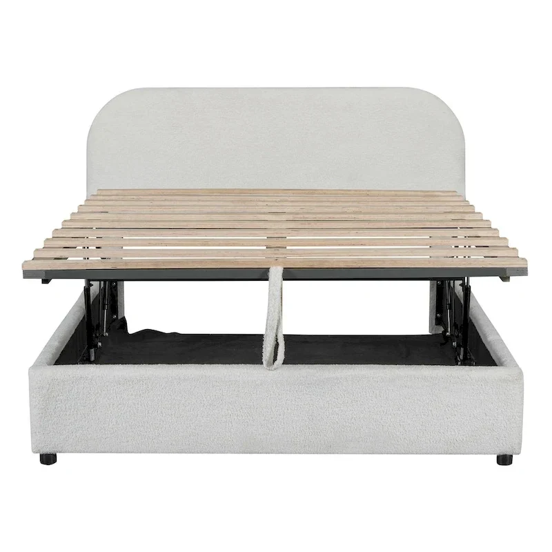 Teddy Fleece Full Size Upholstered Platform Bed with Hydraulic Storage System