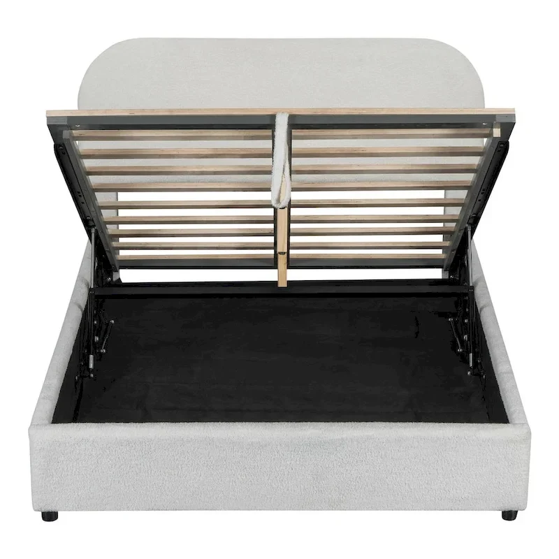 Teddy Fleece Full Size Upholstered Platform Bed with Hydraulic Storage System