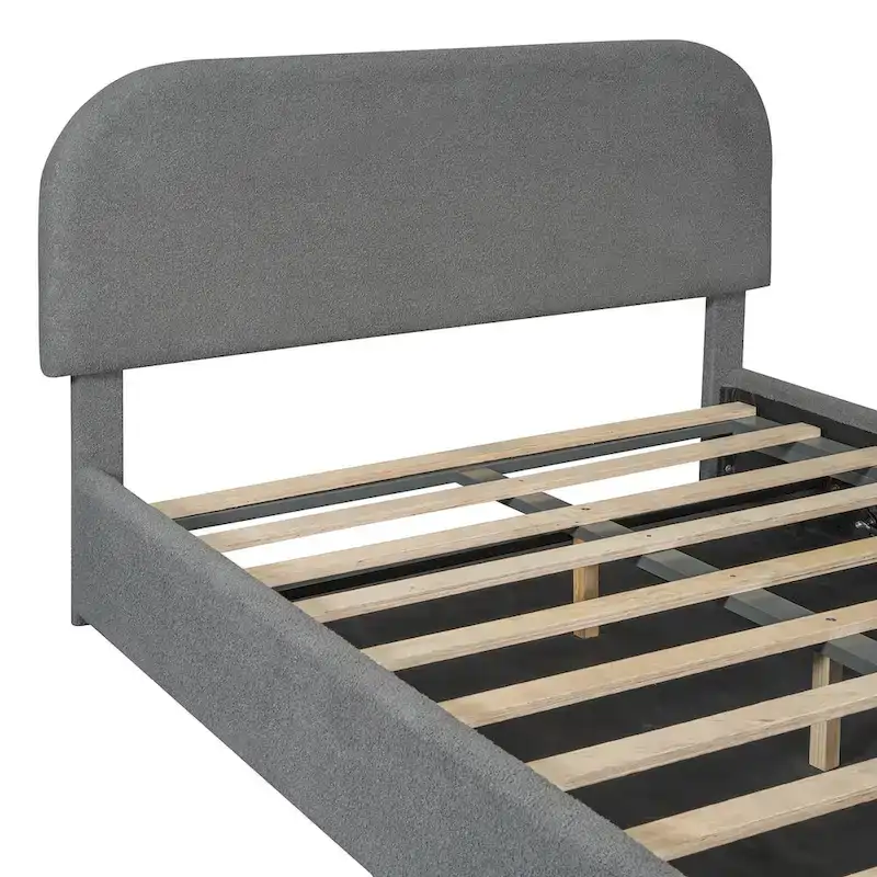 Teddy Fleece Full Size Upholstered Platform Bed with Hydraulic Storage System