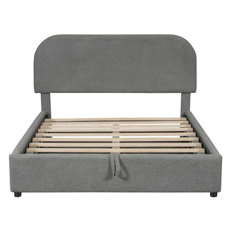 Teddy Fleece Full Size Upholstered Platform Bed with Hydraulic Storage System