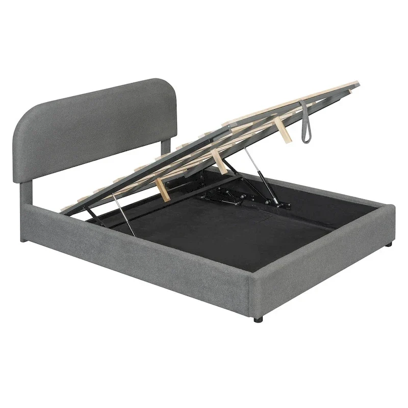 Teddy Fleece Full Size Upholstered Platform Bed with Hydraulic Storage System