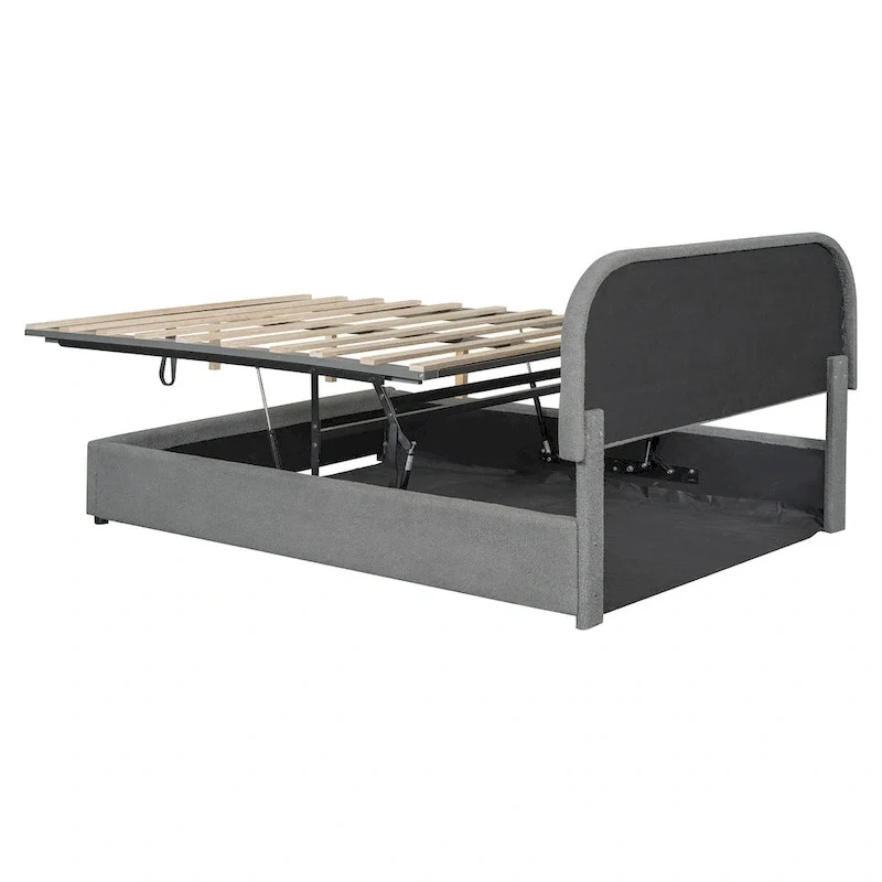Teddy Fleece Full Size Upholstered Platform Bed with Hydraulic Storage System