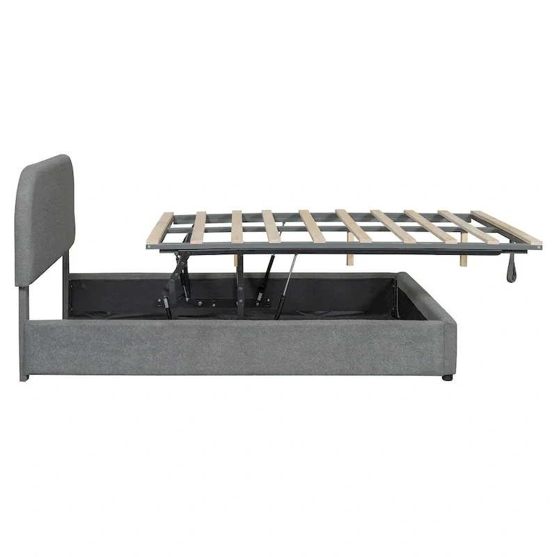 Teddy Fleece Full Size Upholstered Platform Bed with Hydraulic Storage System