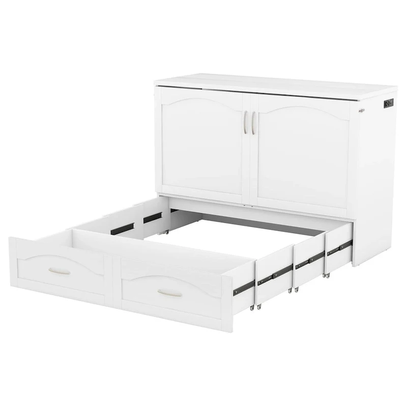 Queen/Full Size Murphy Bed with drawer and a set of Sockets & USB Ports