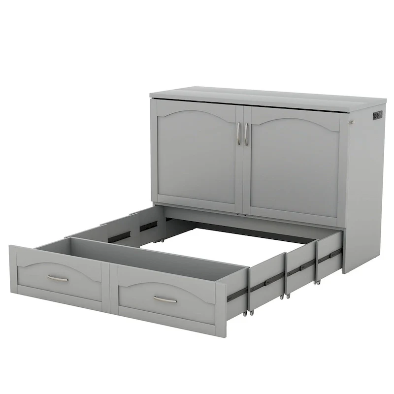 Queen/Full Size Murphy Bed with drawer and a set of Sockets & USB Ports