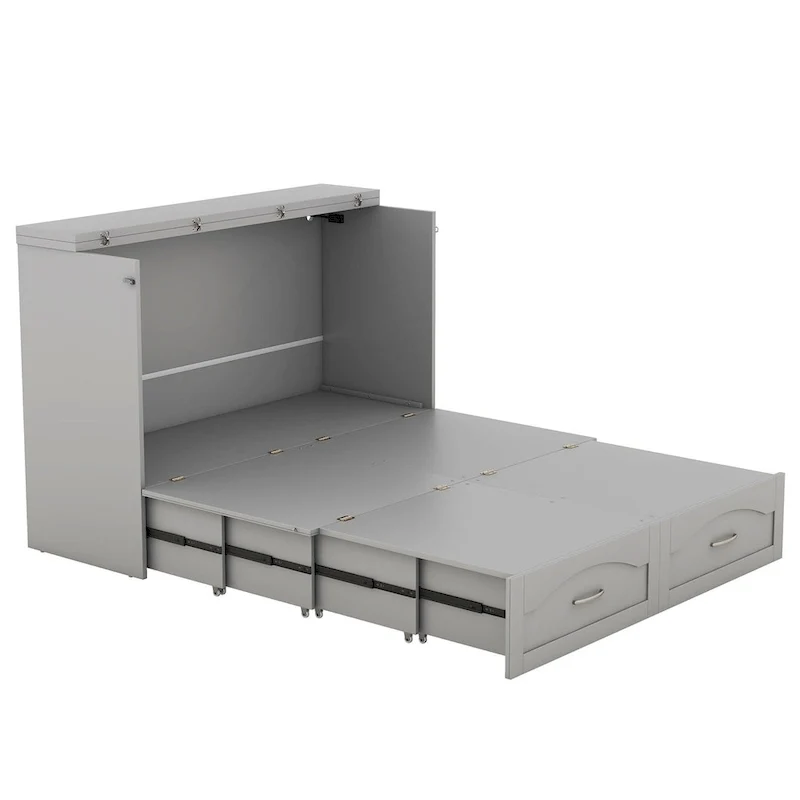 Queen/Full Size Murphy Bed with drawer and a set of Sockets & USB Ports