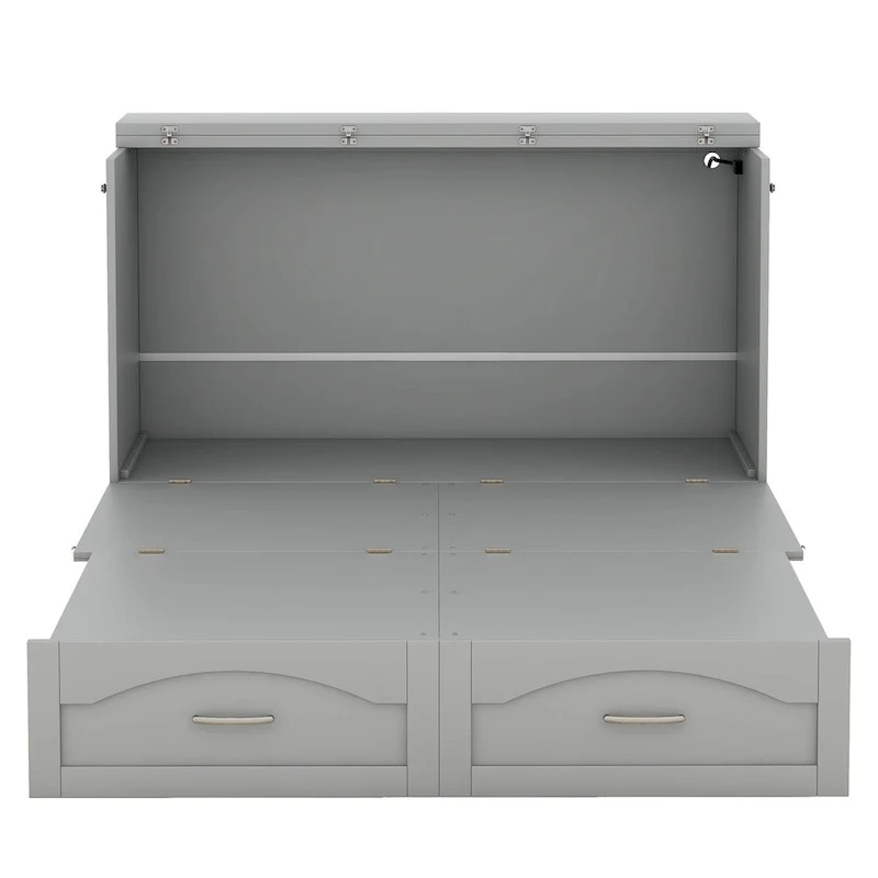 Queen/Full Size Murphy Bed with drawer and a set of Sockets & USB Ports