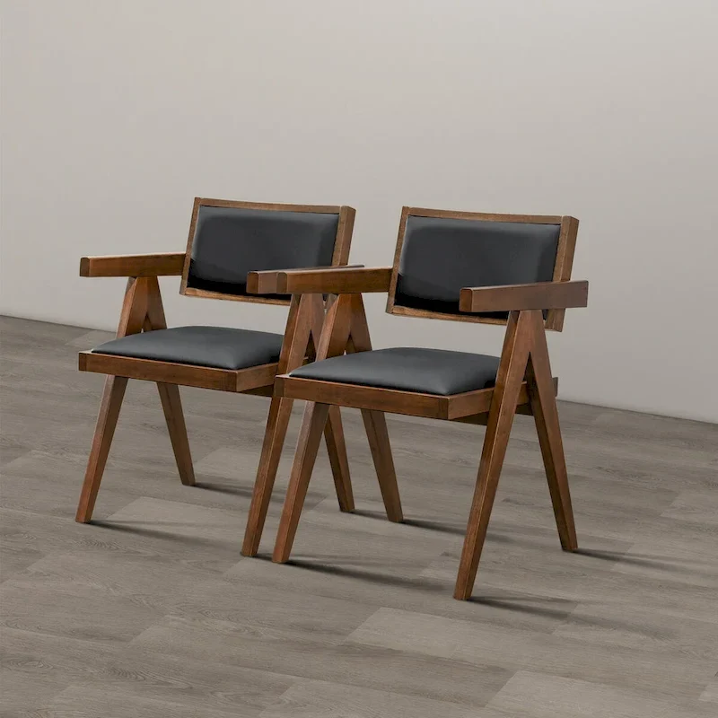 Sandy Contemporary Dining Chairs in Black Vegan Leather ( Set of 2)