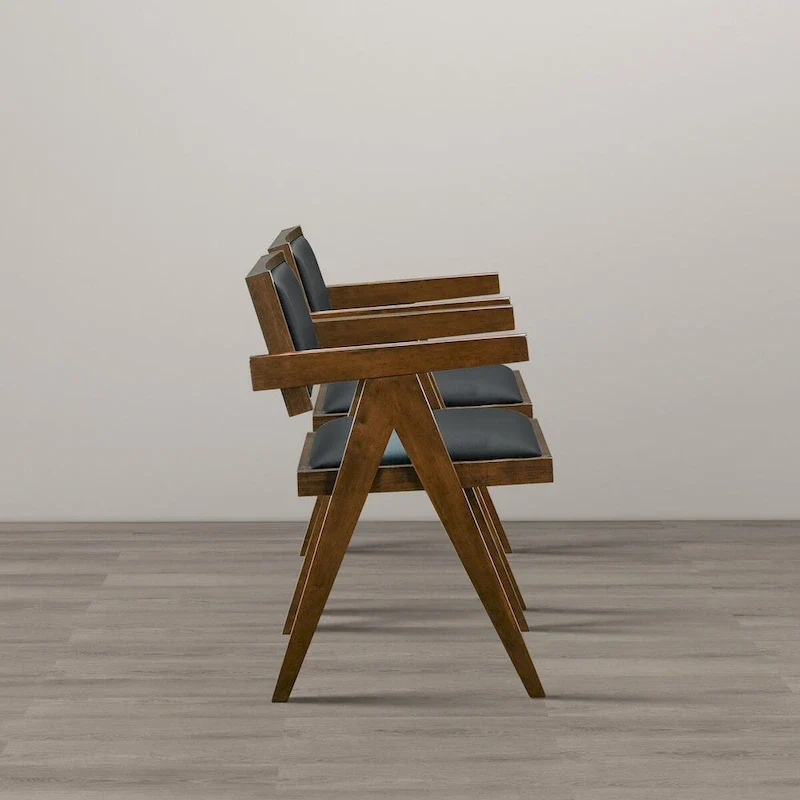 Sandy Contemporary Dining Chairs in Black Vegan Leather ( Set of 2)