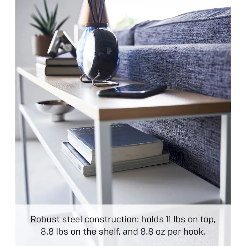 Yamazaki Home Long Console Table - Two Styles, Steel, Shelf, Holds 11 lbs - L 8.07 x W 49.61 x H 25.59 inches