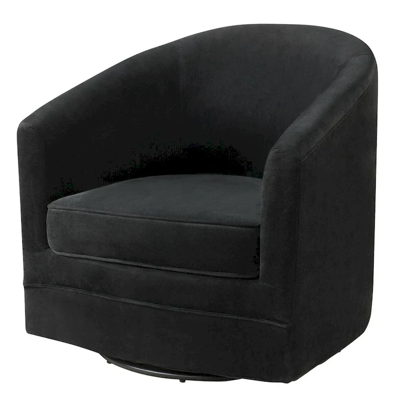 Modern Swivel Barrel Chair with Metal Base - 30.5 x 31 x 28.5 (L x W x H)