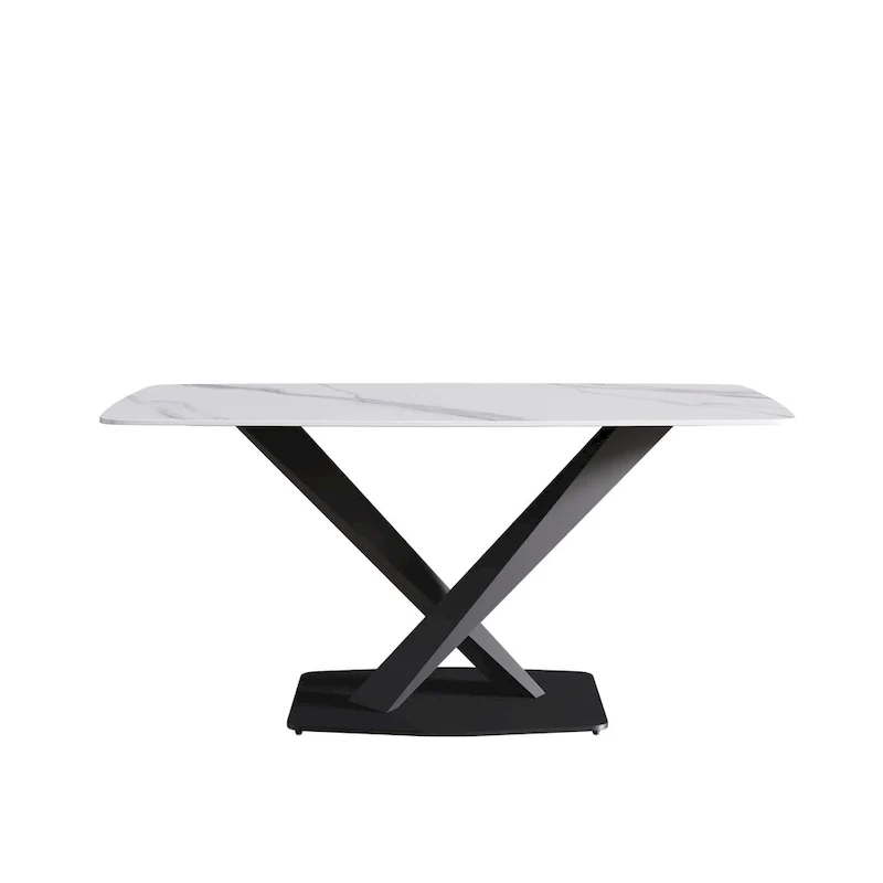 63 inch Modern White Rectangular Dining Table
