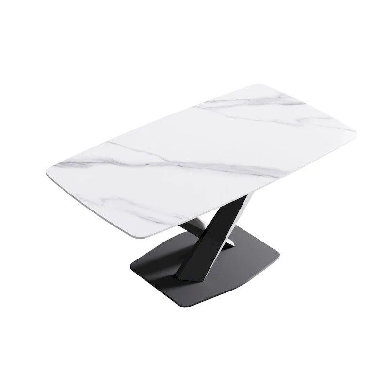63 inch Modern White Rectangular Dining Table